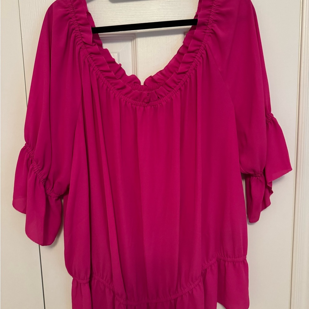 Ralph Lauren Pink Ruffled 3/4 Sleeve Blouse
